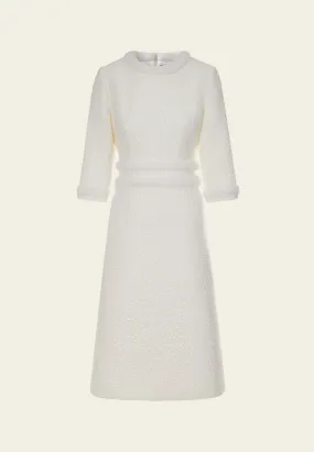 Mixed Tweed Lurex-detail Fur-trim Dress