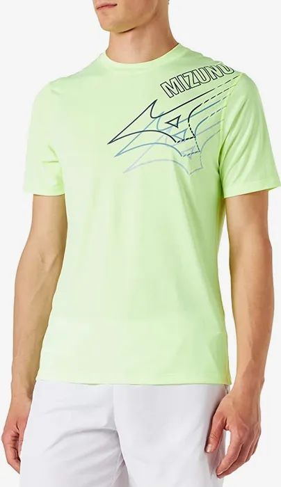 Mizuno maglietta manica corta da uomo in tessuto tecnico per lo sport Core J2GA2057 37 verde limone