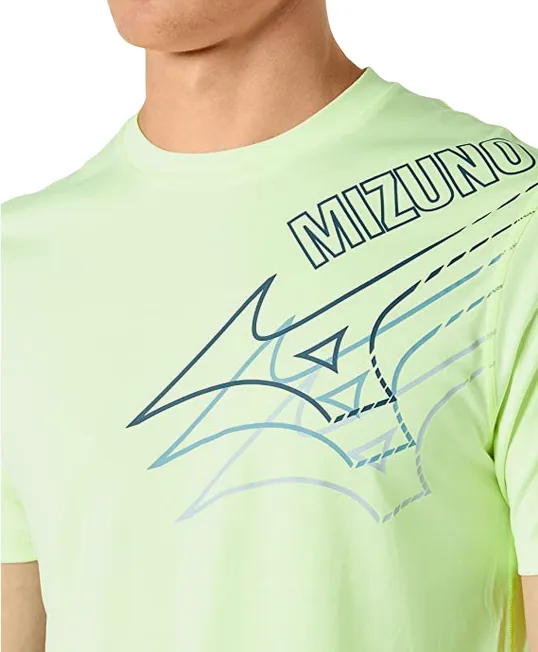 Mizuno maglietta manica corta da uomo in tessuto tecnico per lo sport Core J2GA2057 37 verde limone
