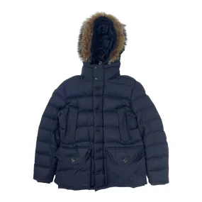 Moncler Rethel Fur Trim Down Jacket Navy Pre-Owned