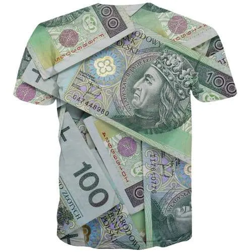 Money T-shirt Men Poland Tshirts Cool Harajuku Tshirt Printed Gothic Tshirts Casual Colorful T-shirts Graphic Short Sleeve