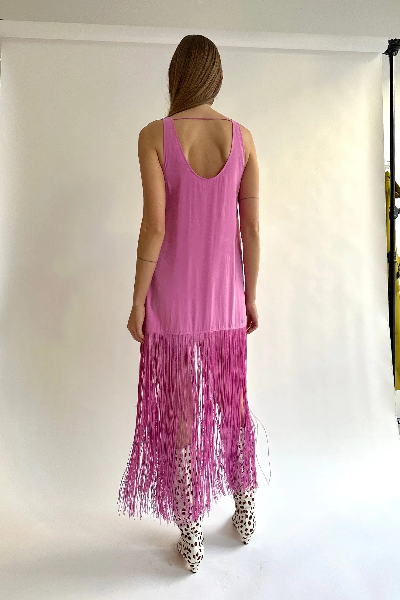 MR. LARKIN, Tassel Slip Dress, Ultra Pink