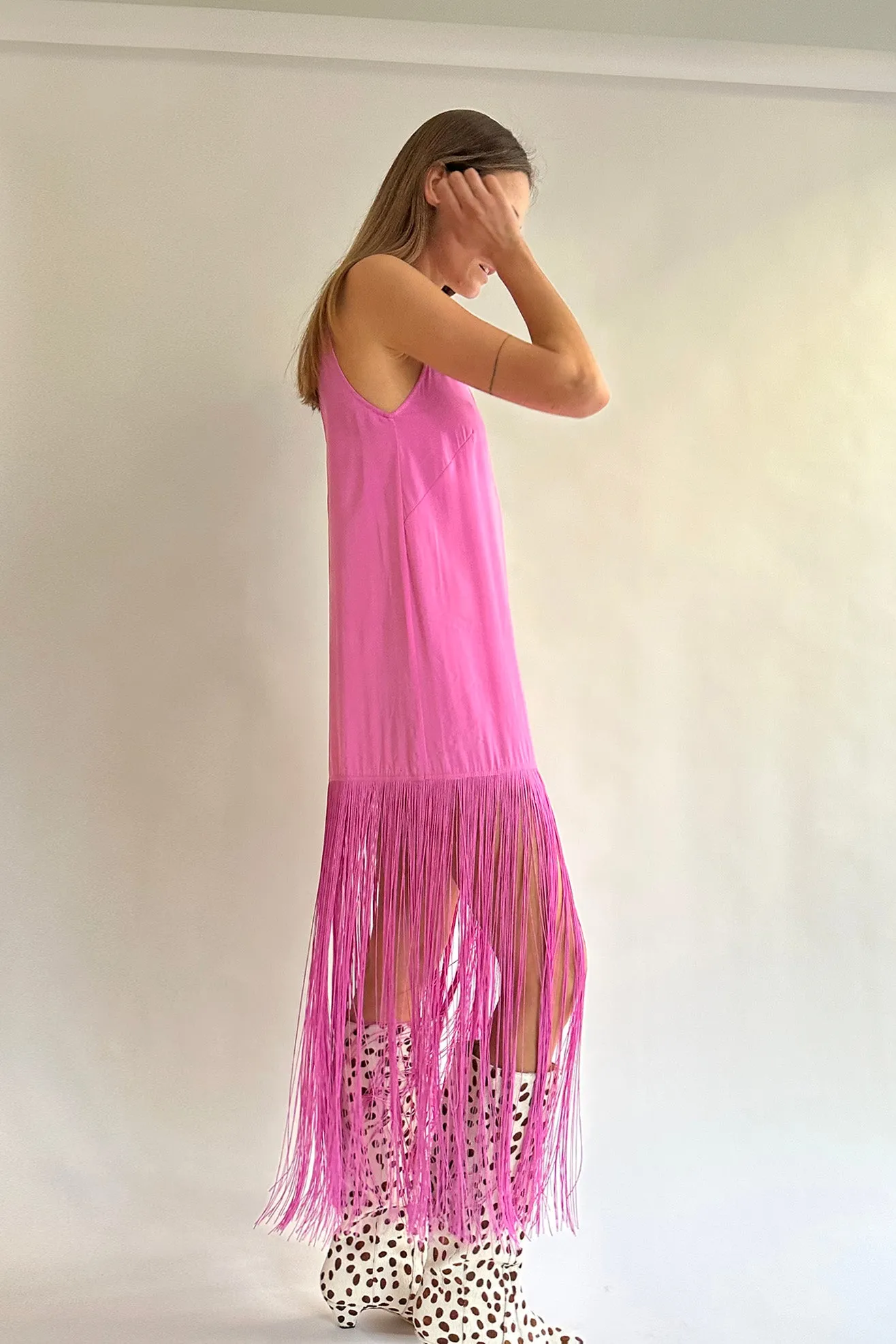 MR. LARKIN, Tassel Slip Dress, Ultra Pink