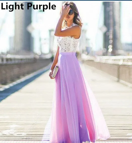 New Women Sexy Summer Lace Maxi Long Dress Evening Party Prom Dress Sundress Chiffon Dress