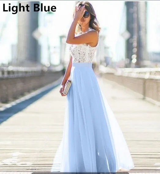 New Women Sexy Summer Lace Maxi Long Dress Evening Party Prom Dress Sundress Chiffon Dress