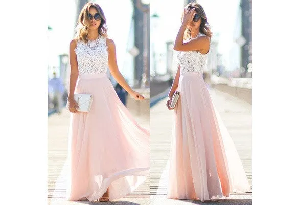 New Women Sexy Summer Lace Maxi Long Dress Evening Party Prom Dress Sundress Chiffon Dress