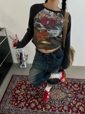 Nine Print Slim Fit Long Sleeve T-Shirt