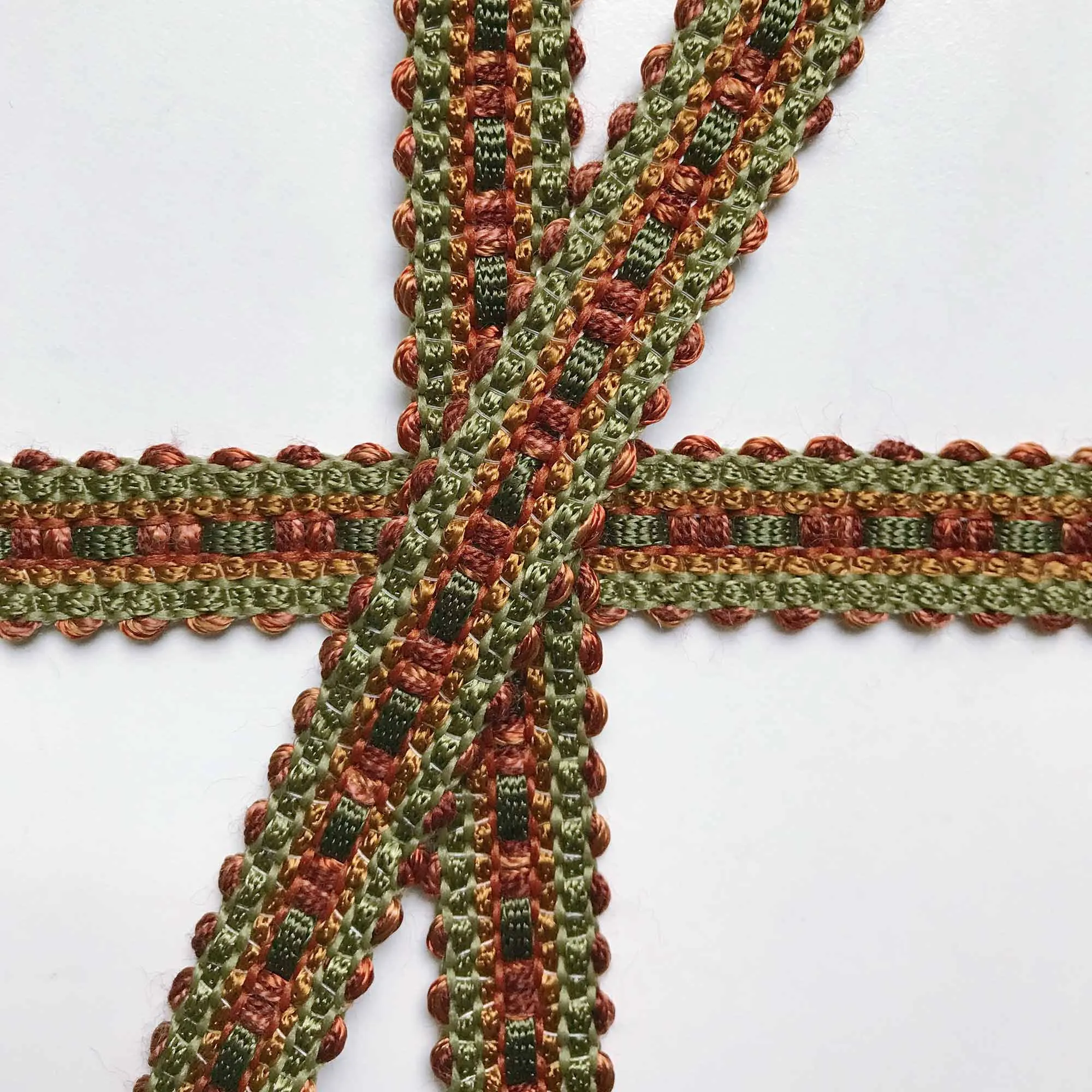 Olive Green and Maroon High Quality Decorative Gimp Trim by the yard