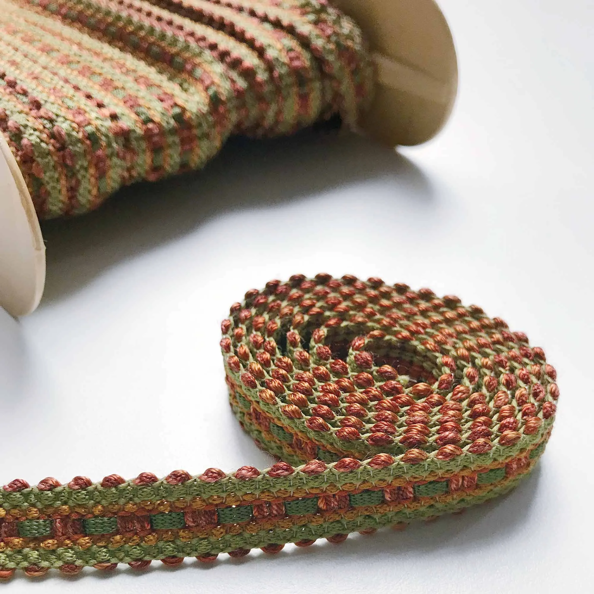 Olive Green and Maroon High Quality Decorative Gimp Trim by the yard