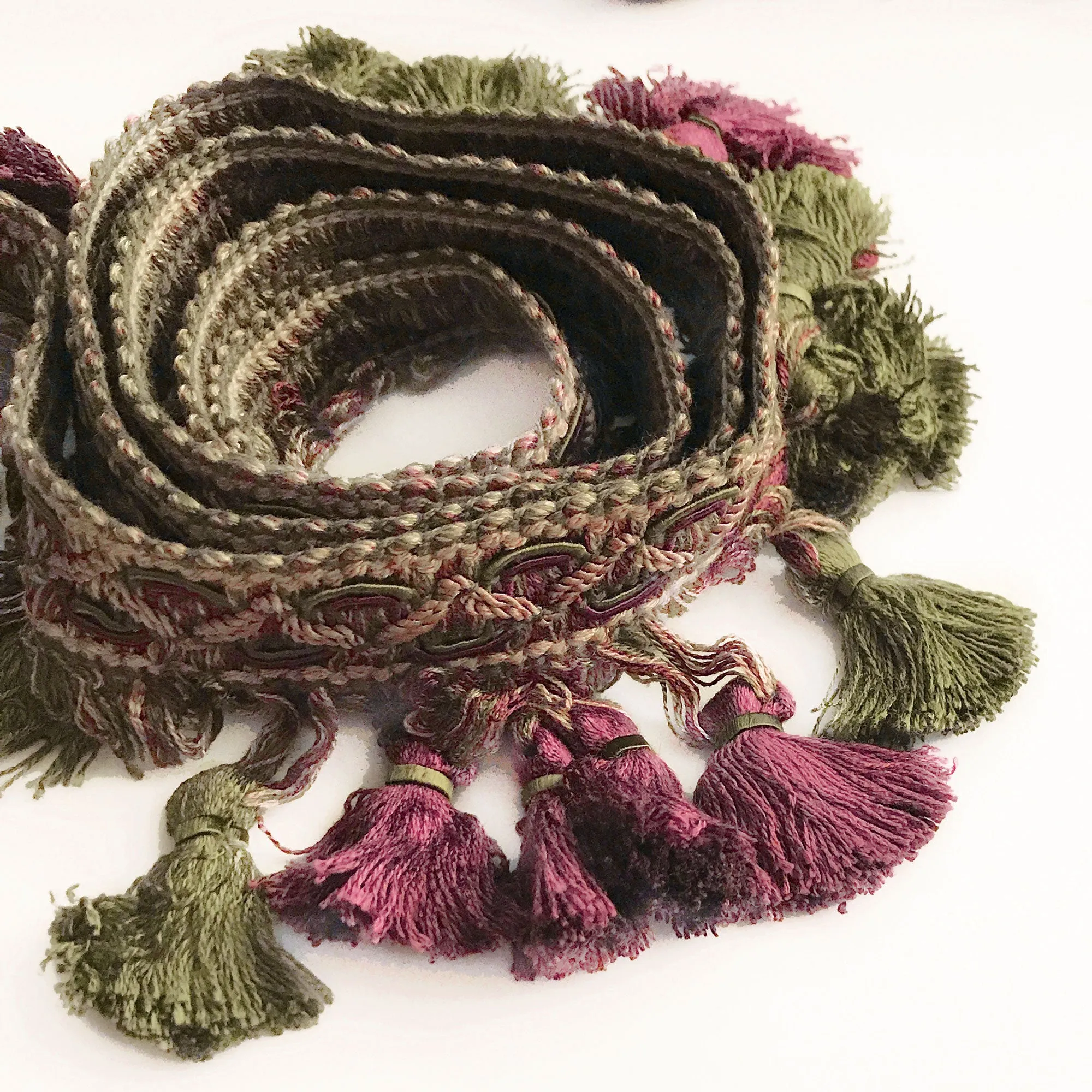 Olive Green and Purple  High Quality Decorative Tassel Trim by the yard