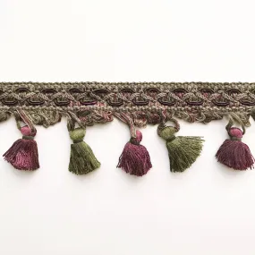 Olive Green and Purple  High Quality Decorative Tassel Trim by the yard