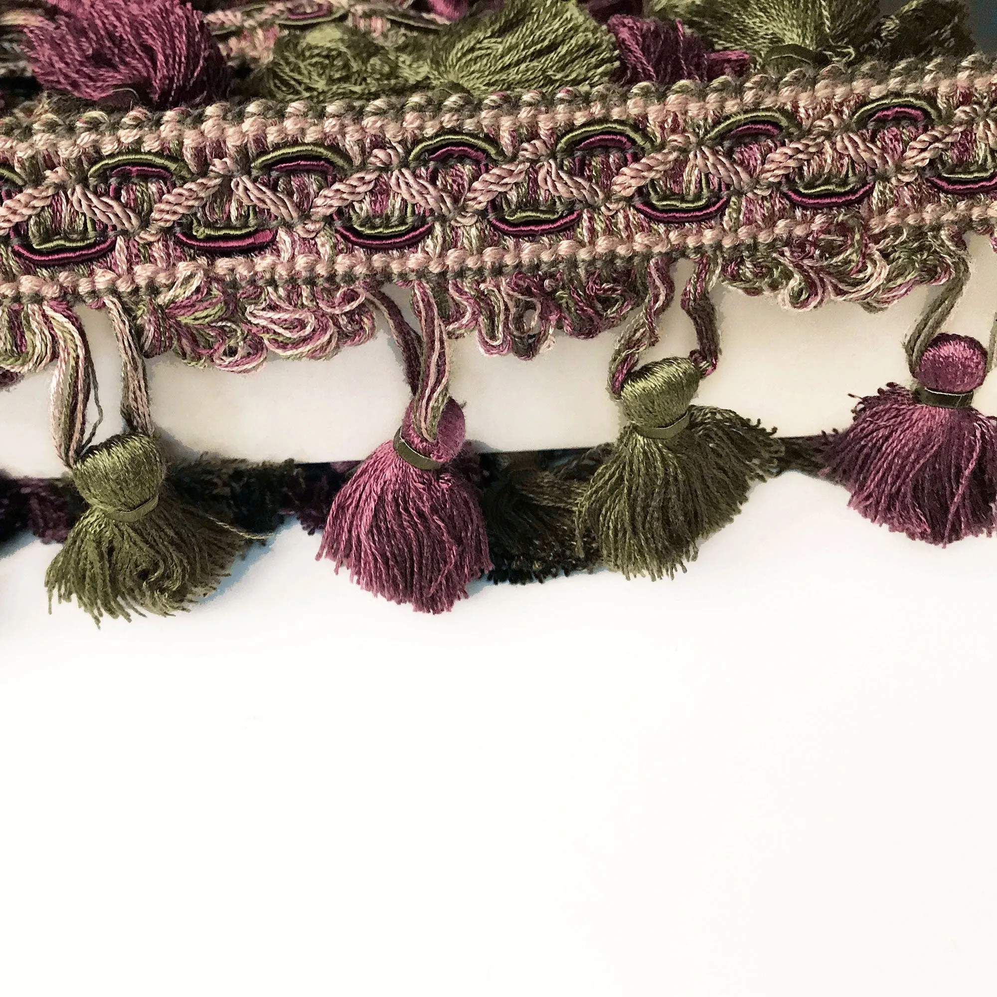 Olive Green and Purple  High Quality Decorative Tassel Trim by the yard