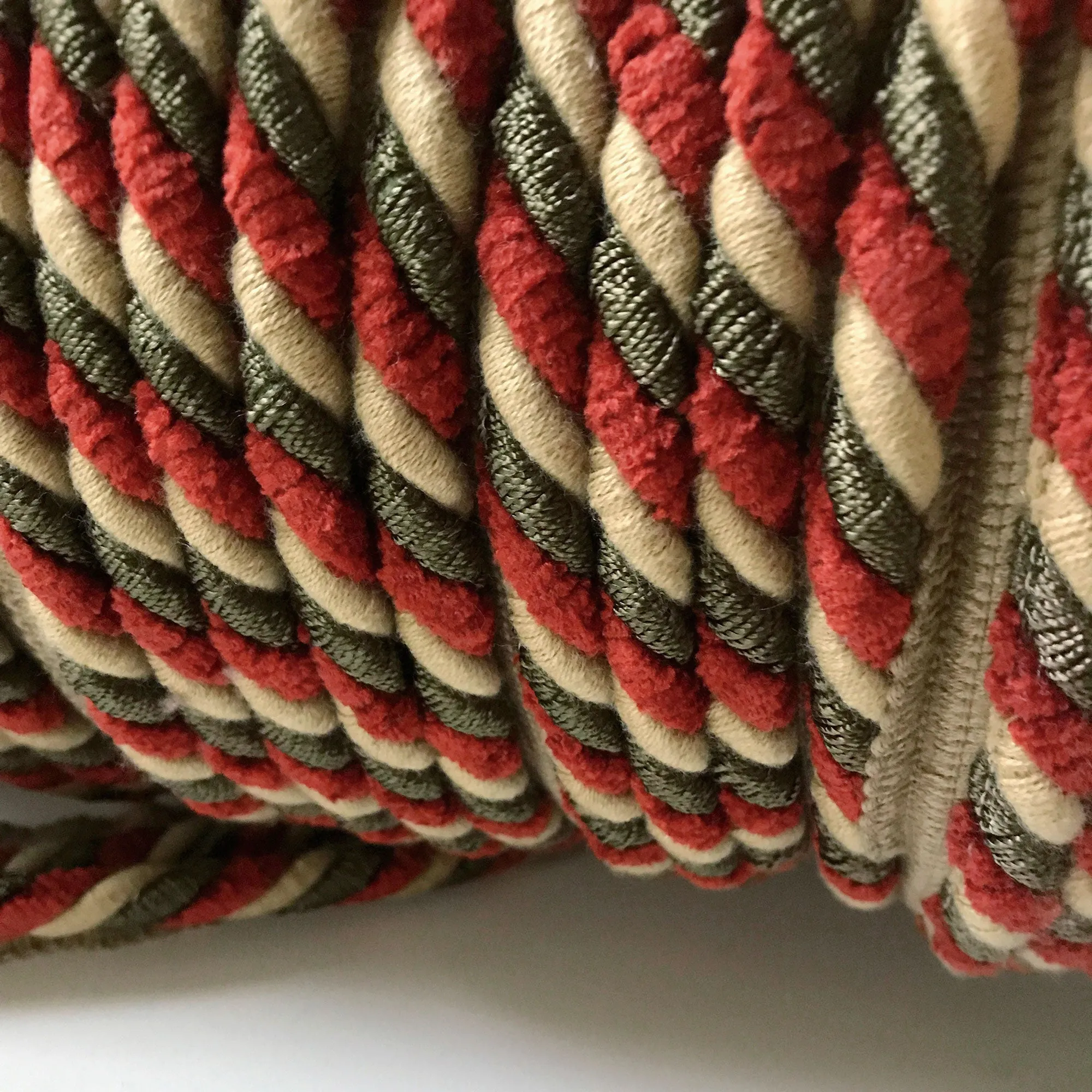 Olive Green and Red High Quality Decorative Lip Cord Trim by the yard