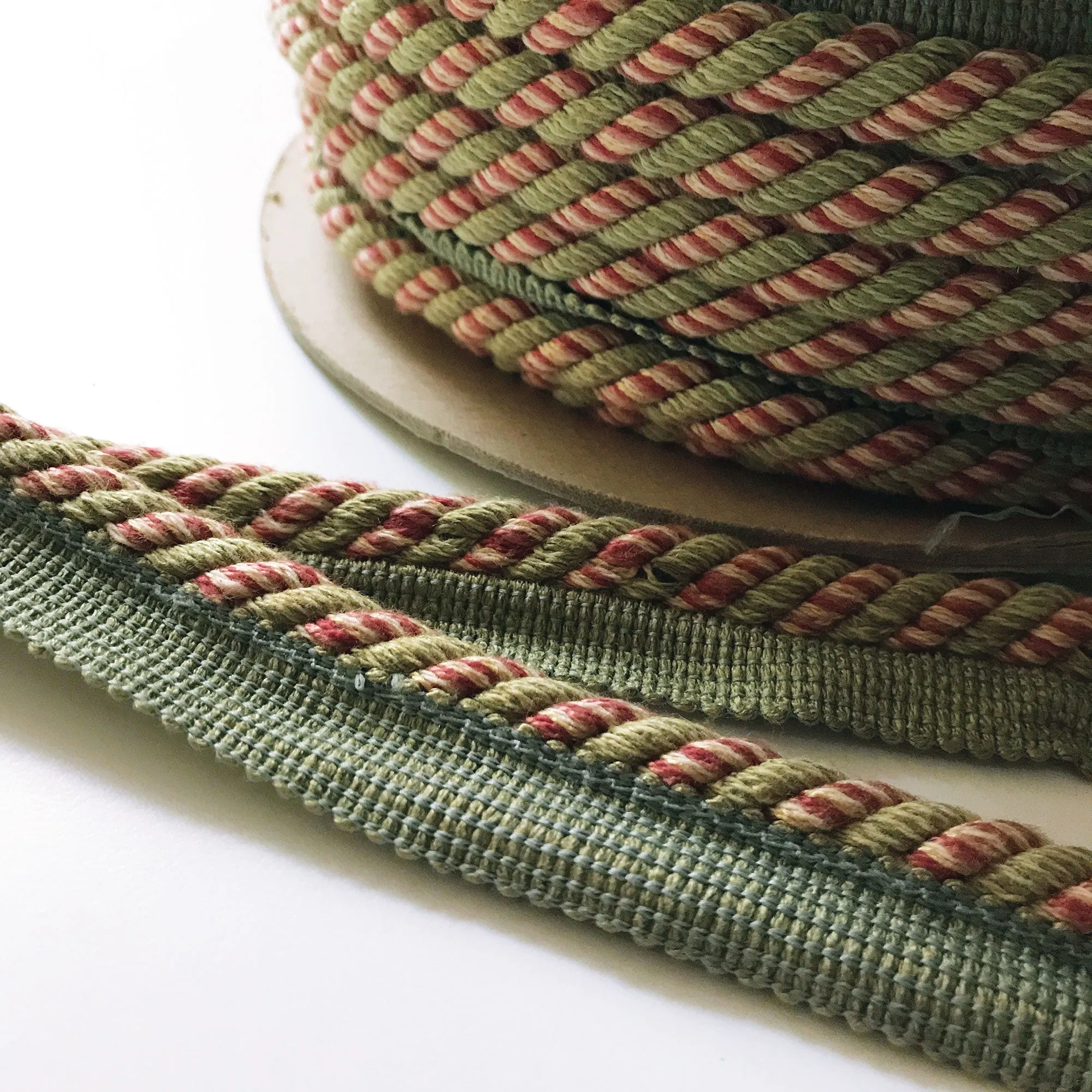 Olive Green and Salmon High Quality Decorative Lip Cord Trim by the yard
