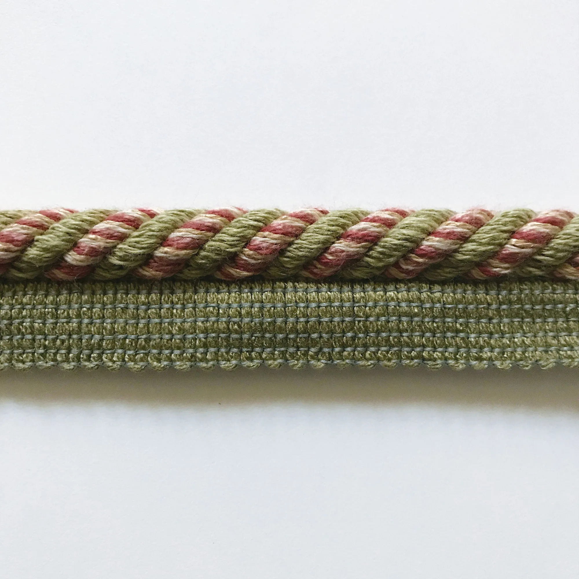 Olive Green and Salmon High Quality Decorative Lip Cord Trim by the yard