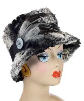 Olivia Fedora Hat Style - Luxury Faux Fur Chinchilla in Black  -  Sold Out!