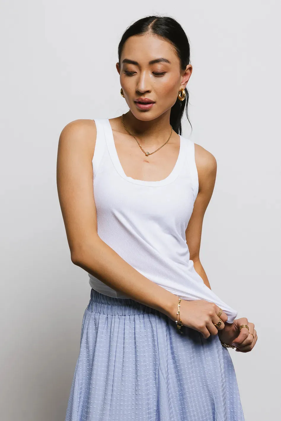 Olivia Ribbed Tank in Off White - FINAL SALE