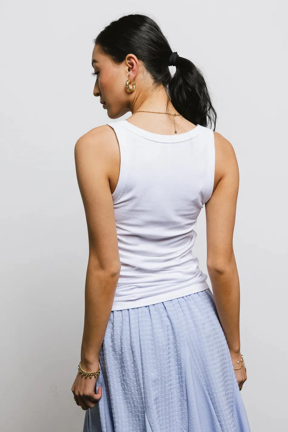 Olivia Ribbed Tank in Off White - FINAL SALE