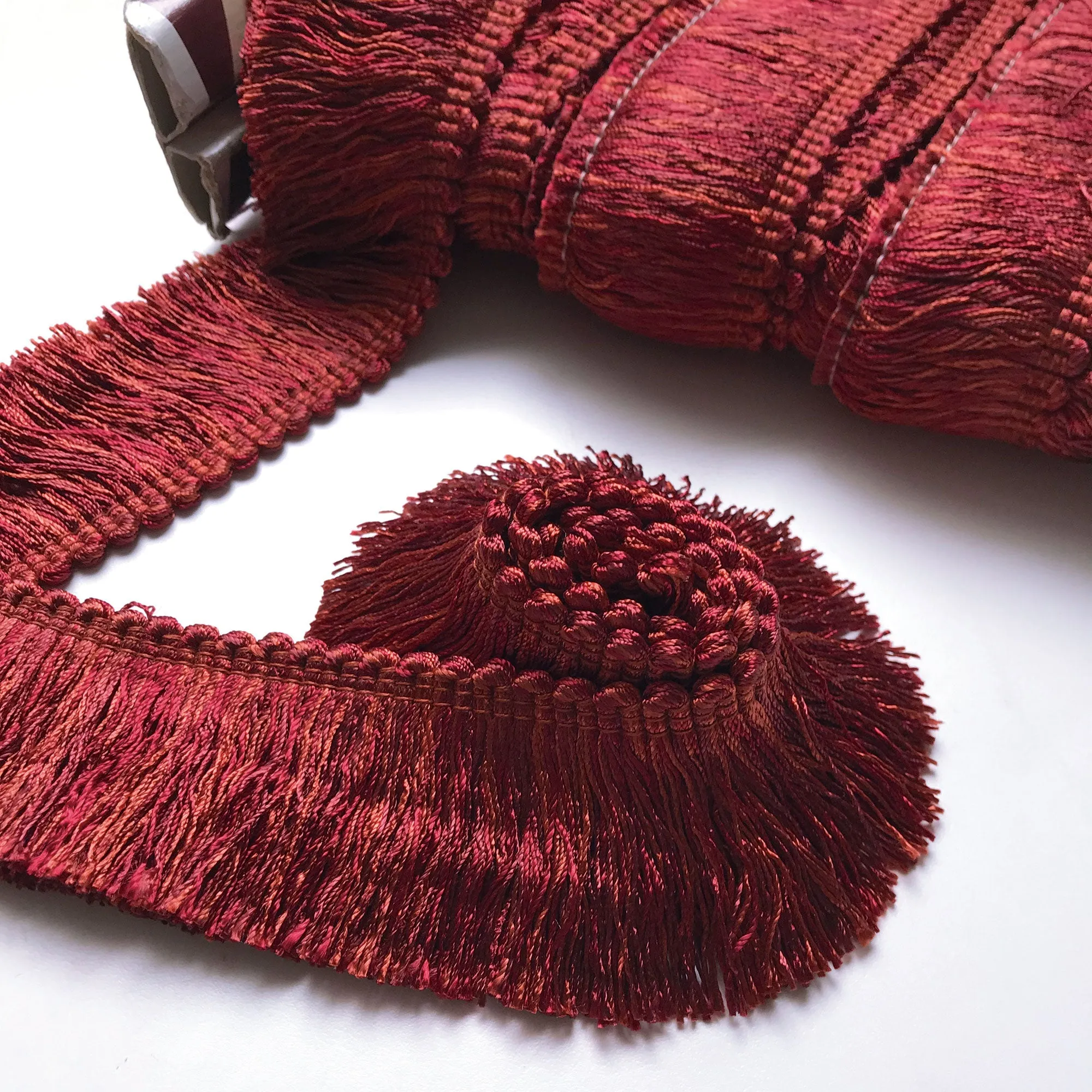 Orange and Scarlet High Quality Decorative Brush Fringe Trim by the yard