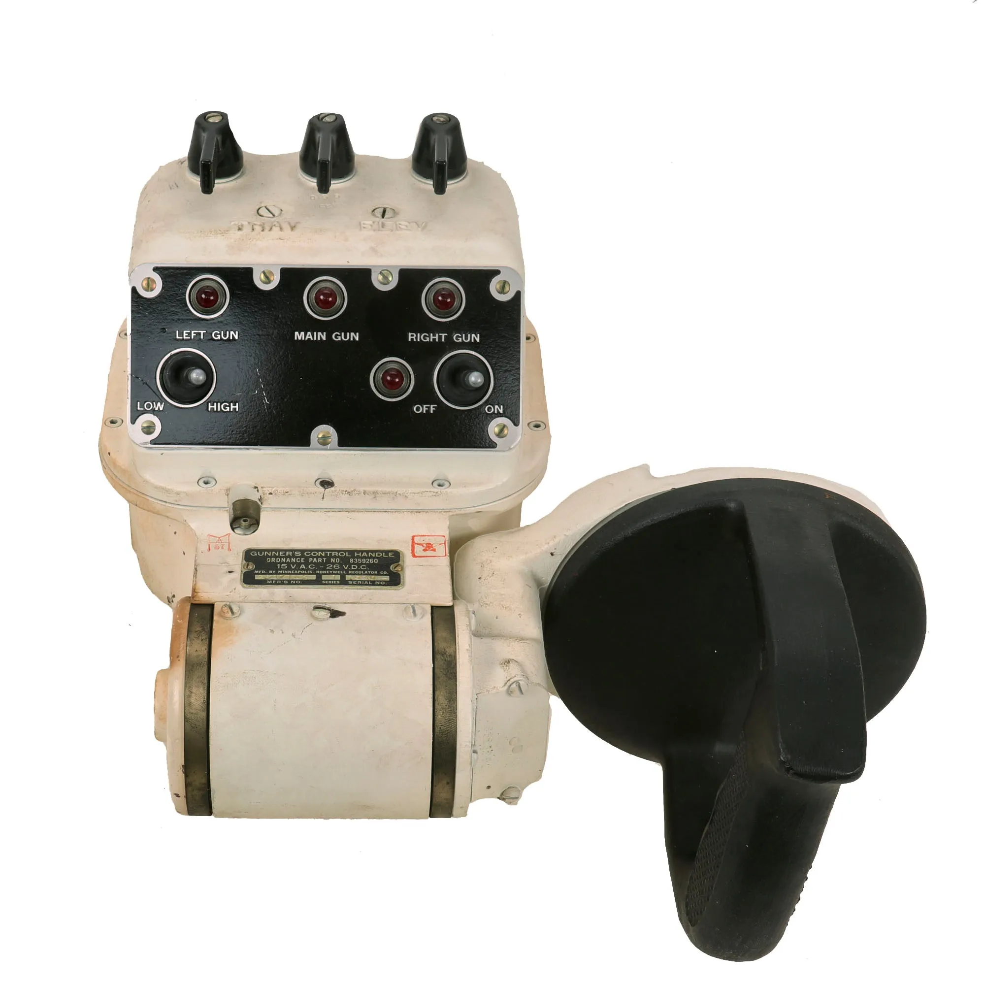 Original U.S. Korean War Era M47 Patton Medium Tank Gunner’s Control Hande With Main Gun Firing Circuit Selector - Formerly Part Of A.A.F. Tank Museum