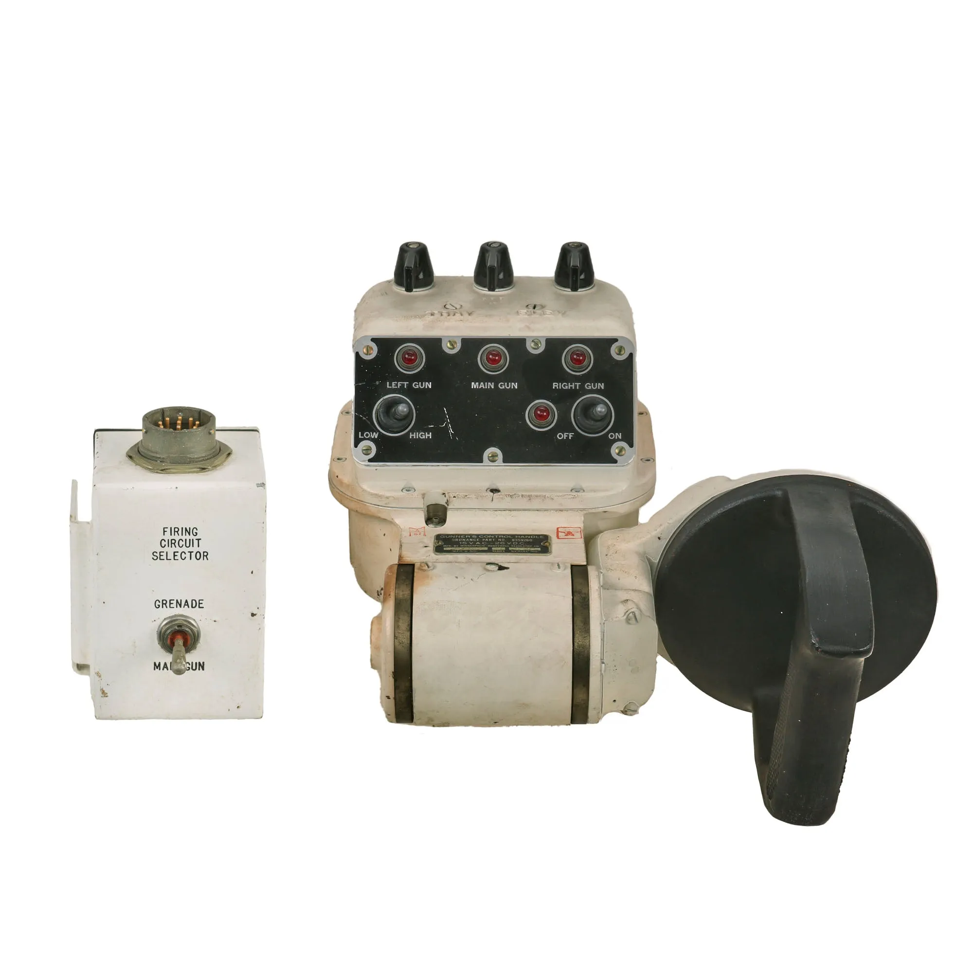 Original U.S. Korean War Era M47 Patton Medium Tank Gunner’s Control Hande With Main Gun Firing Circuit Selector - Formerly Part Of A.A.F. Tank Museum