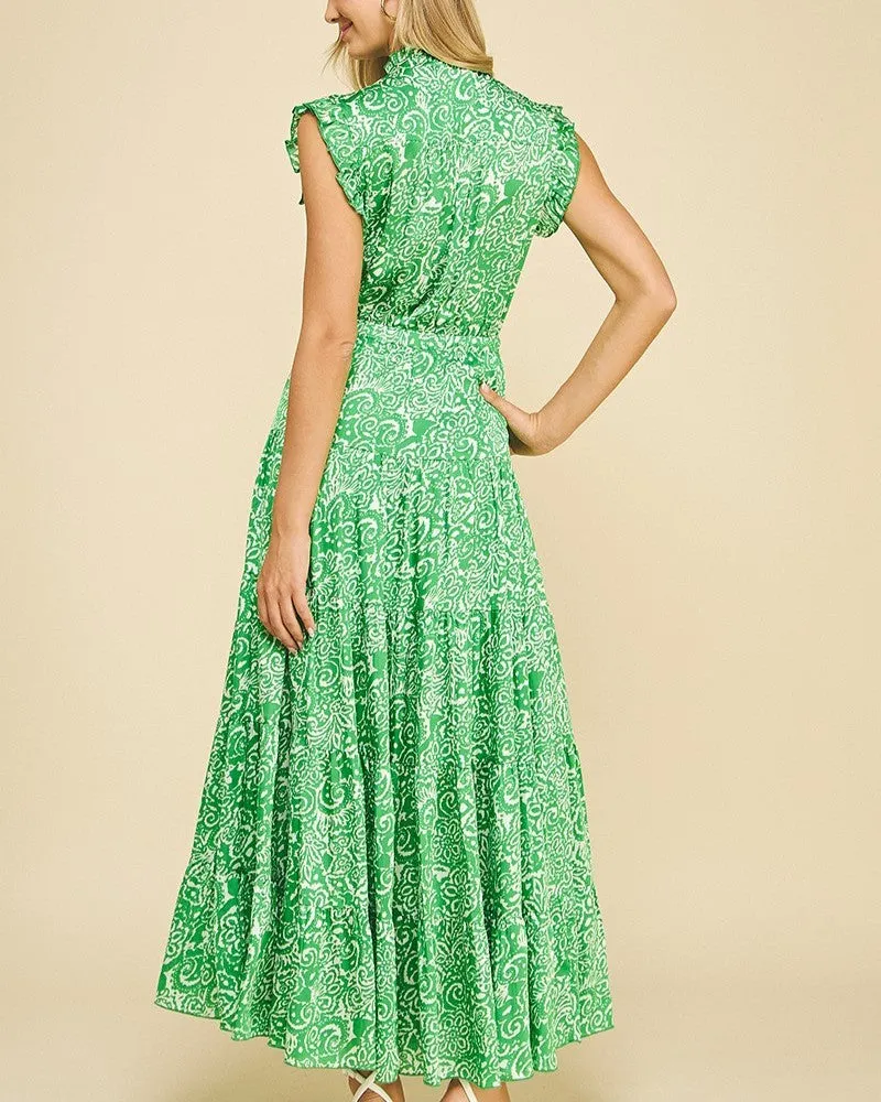 Paisley Print Maxi Dress - Green