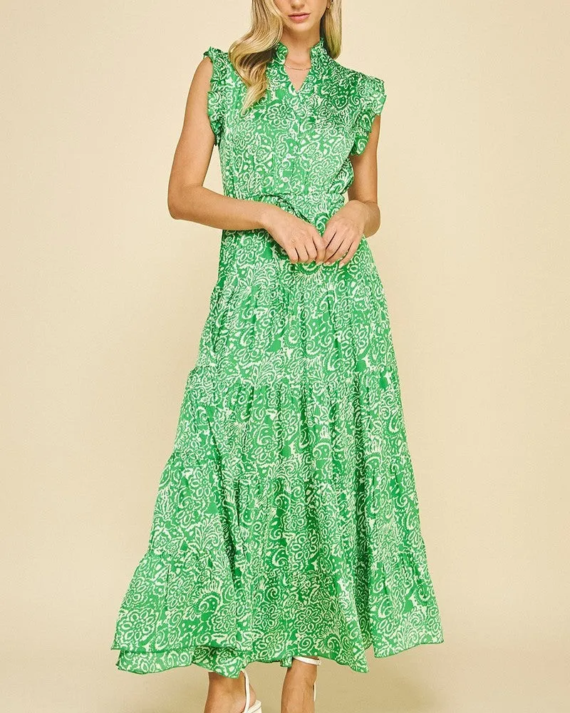 Paisley Print Maxi Dress - Green
