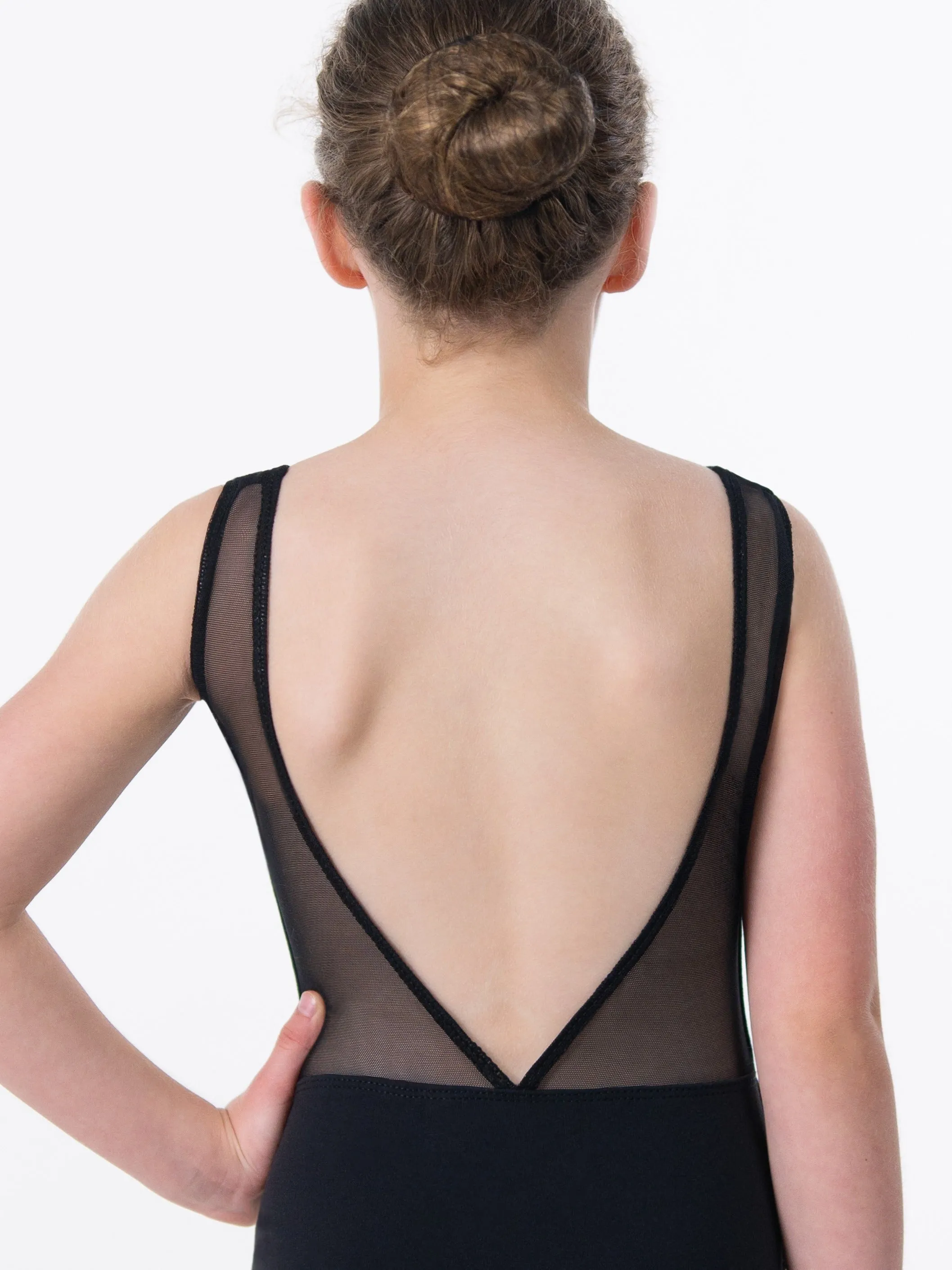 Pinch Front Tank Child Size Leotard with Mesh 'V' Back