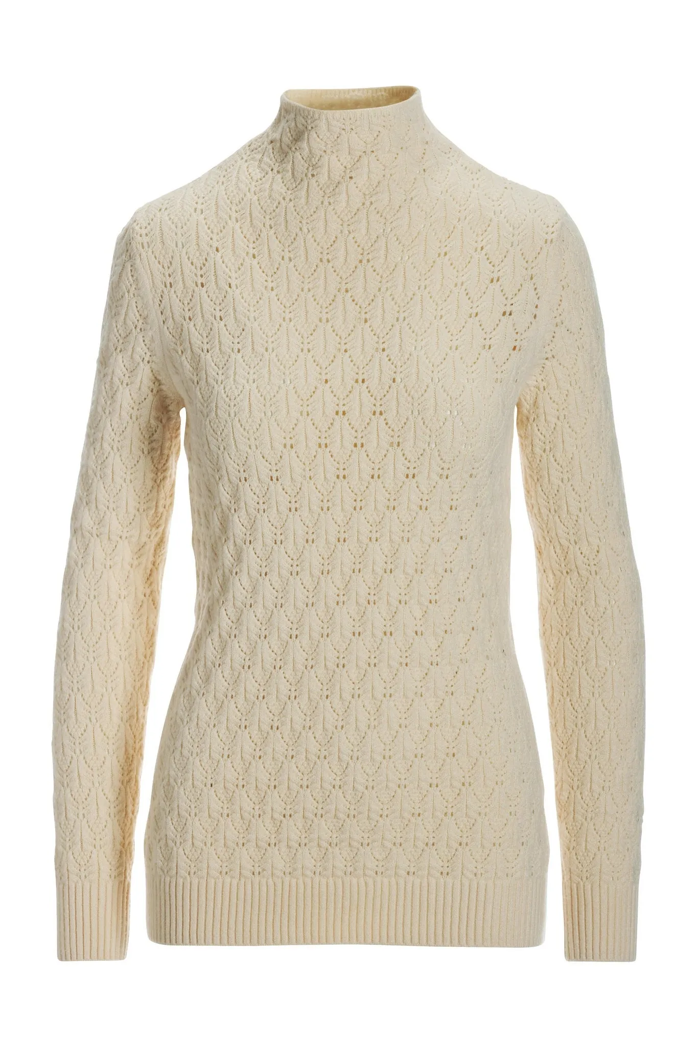 Pointelle Turtleneck Sweater Cream