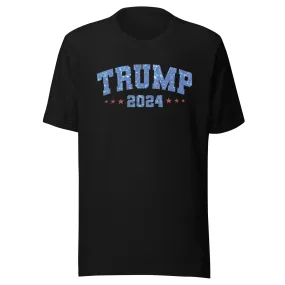 Political T-shirt Sparkiling Trump 2024 Short Sleeve 100% Cotton Crew Neck Top