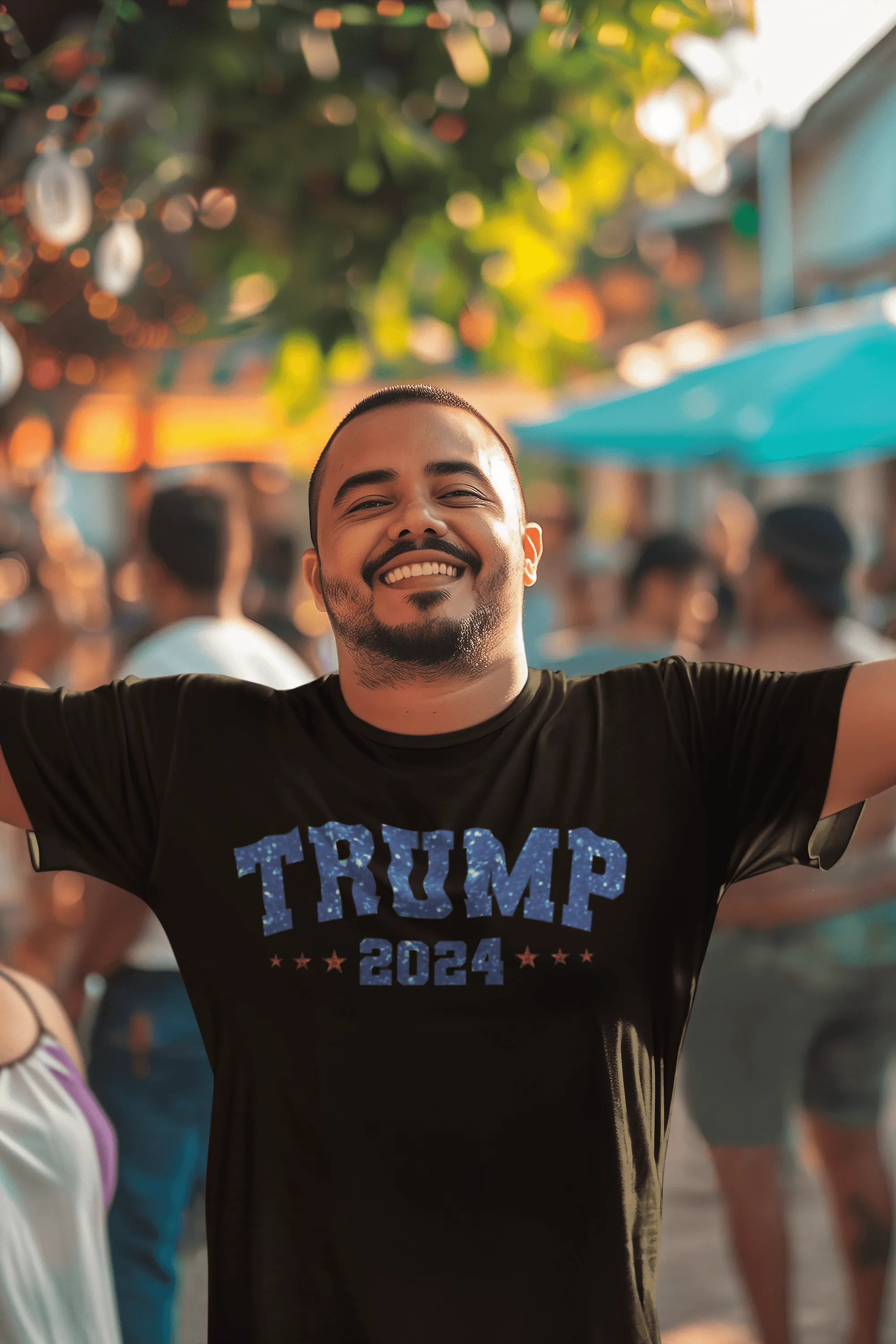 Political T-shirt Sparkiling Trump 2024 Short Sleeve 100% Cotton Crew Neck Top