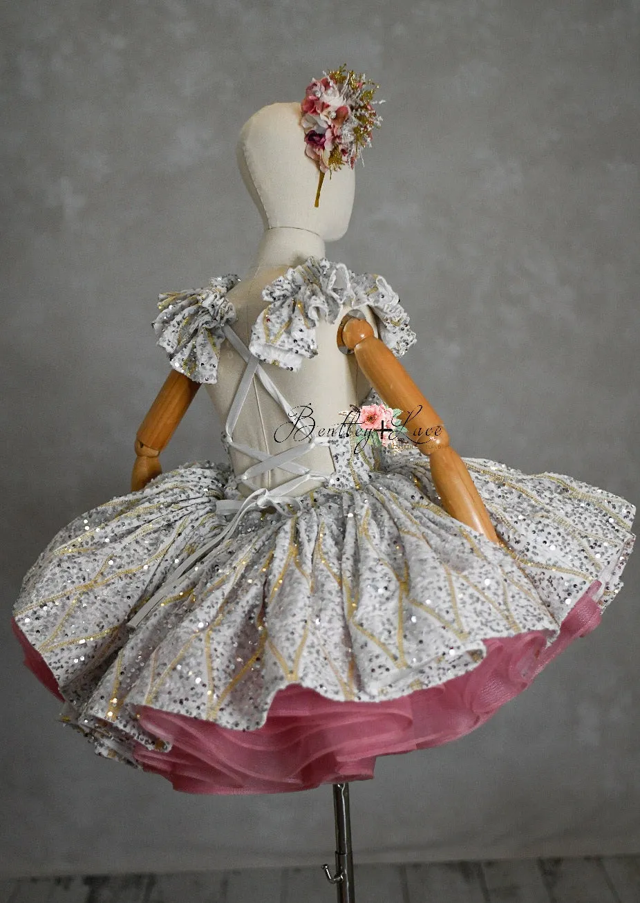 "Sweetheart Dance" - White Petal Length Dress  ( 6 Year - Petite 7 Year)