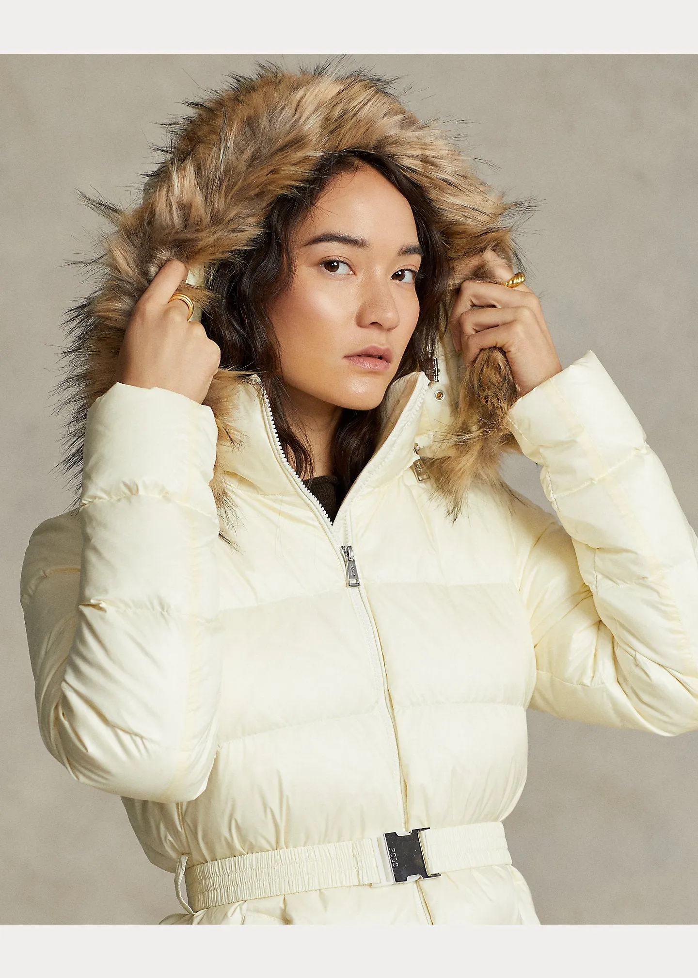Ralph Lauren Water-Repellent Down Jacket | Clubhouse Cream