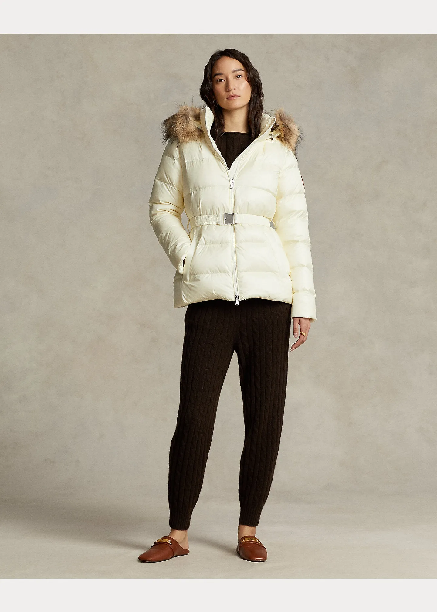 Ralph Lauren Water-Repellent Down Jacket | Clubhouse Cream