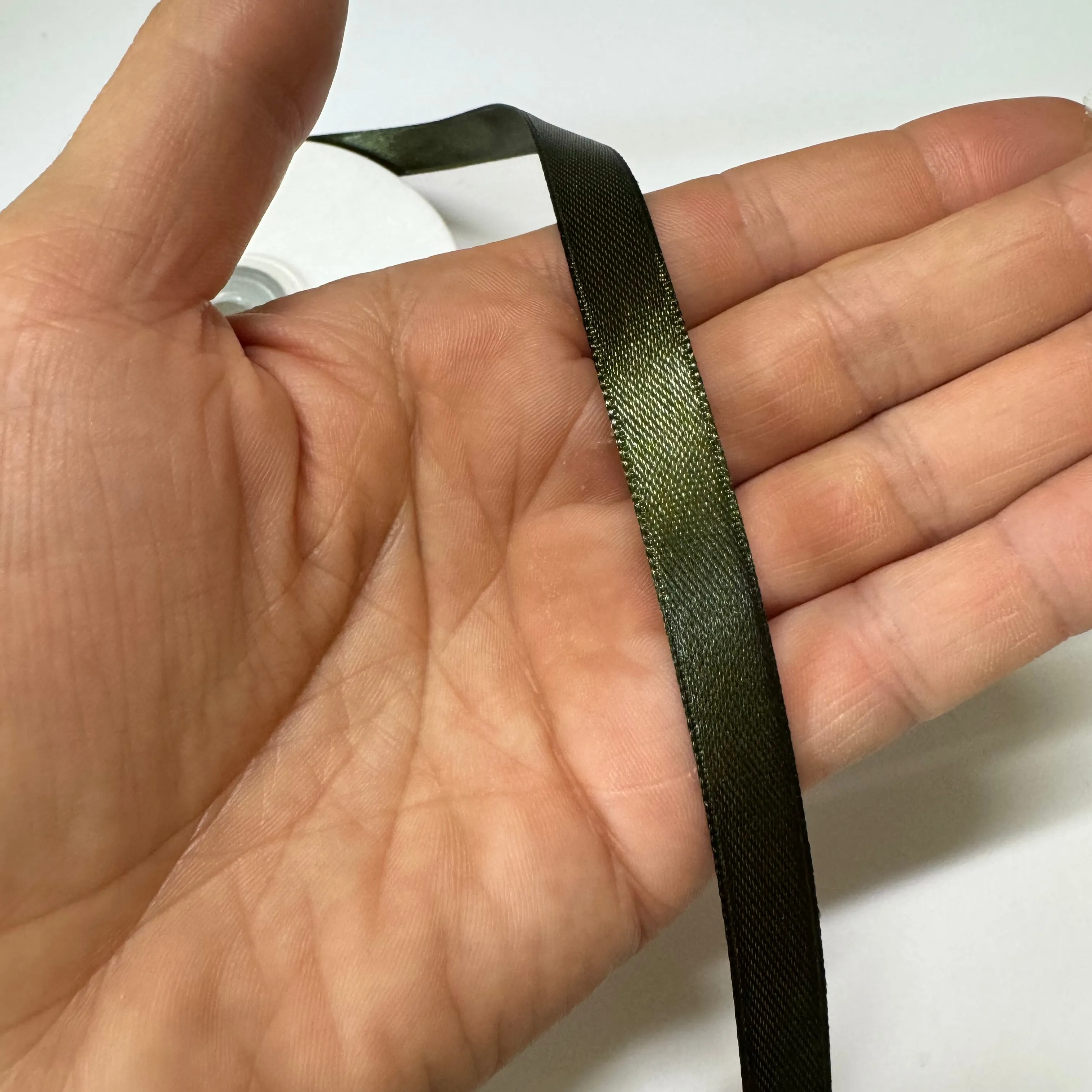 Ribbon Satin Deluxe Double Faced Ribbon Spool (10mmx36yards) - Olive
