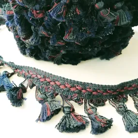 Rose and Indigo High Quality Decorative Tassel Trim by the yard