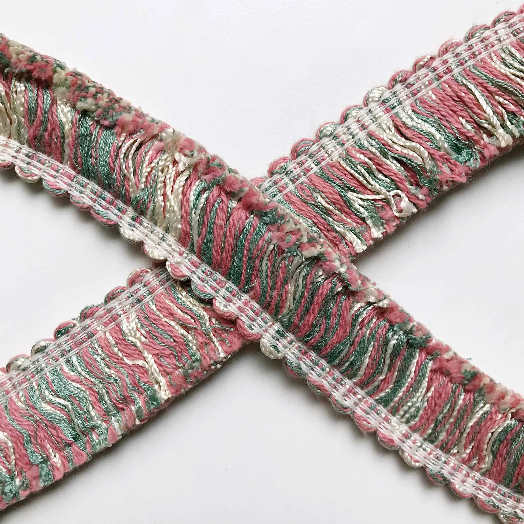 Sage and Coral High Quality Decorative Brush Fringe Trim by the yard