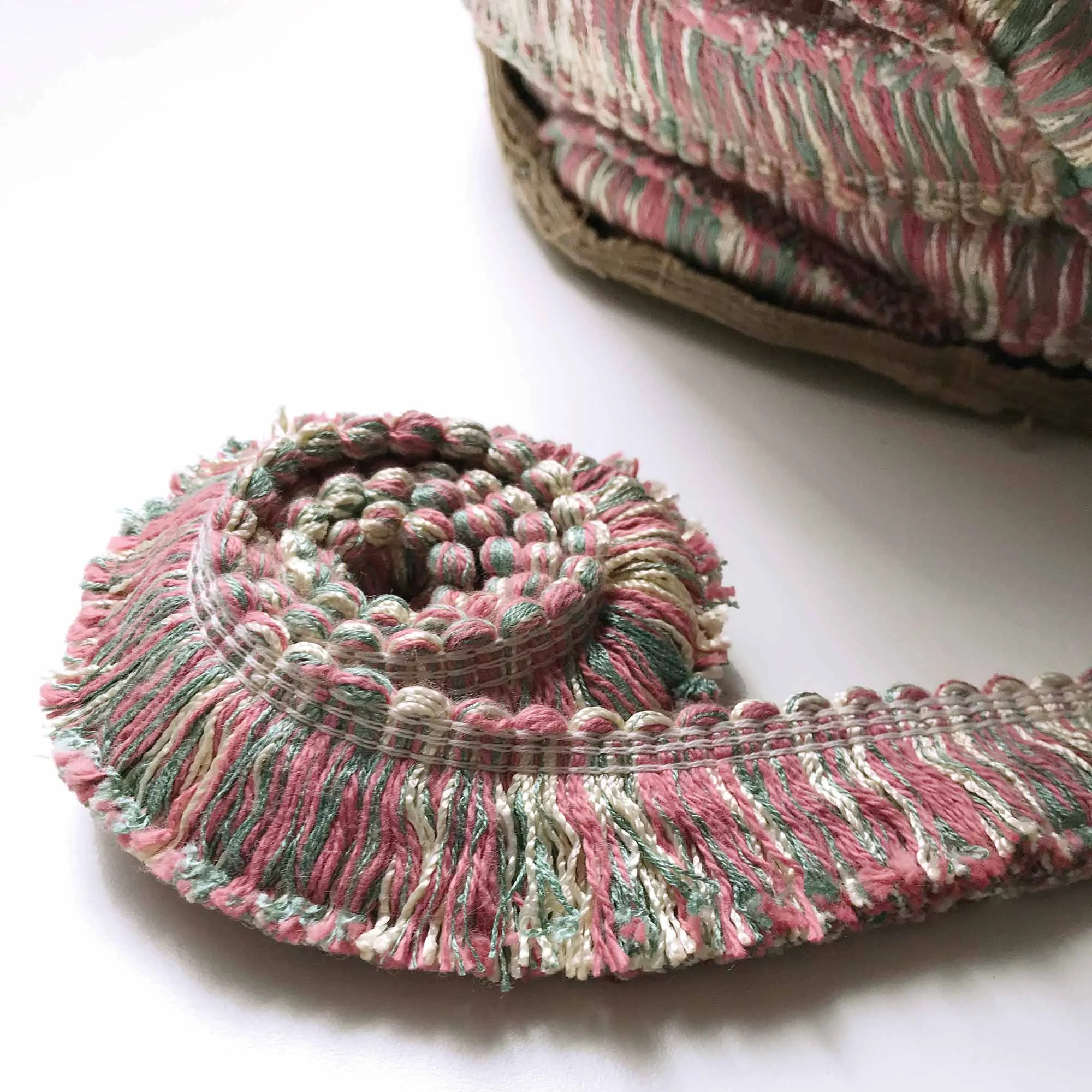 Sage and Coral High Quality Decorative Brush Fringe Trim by the yard