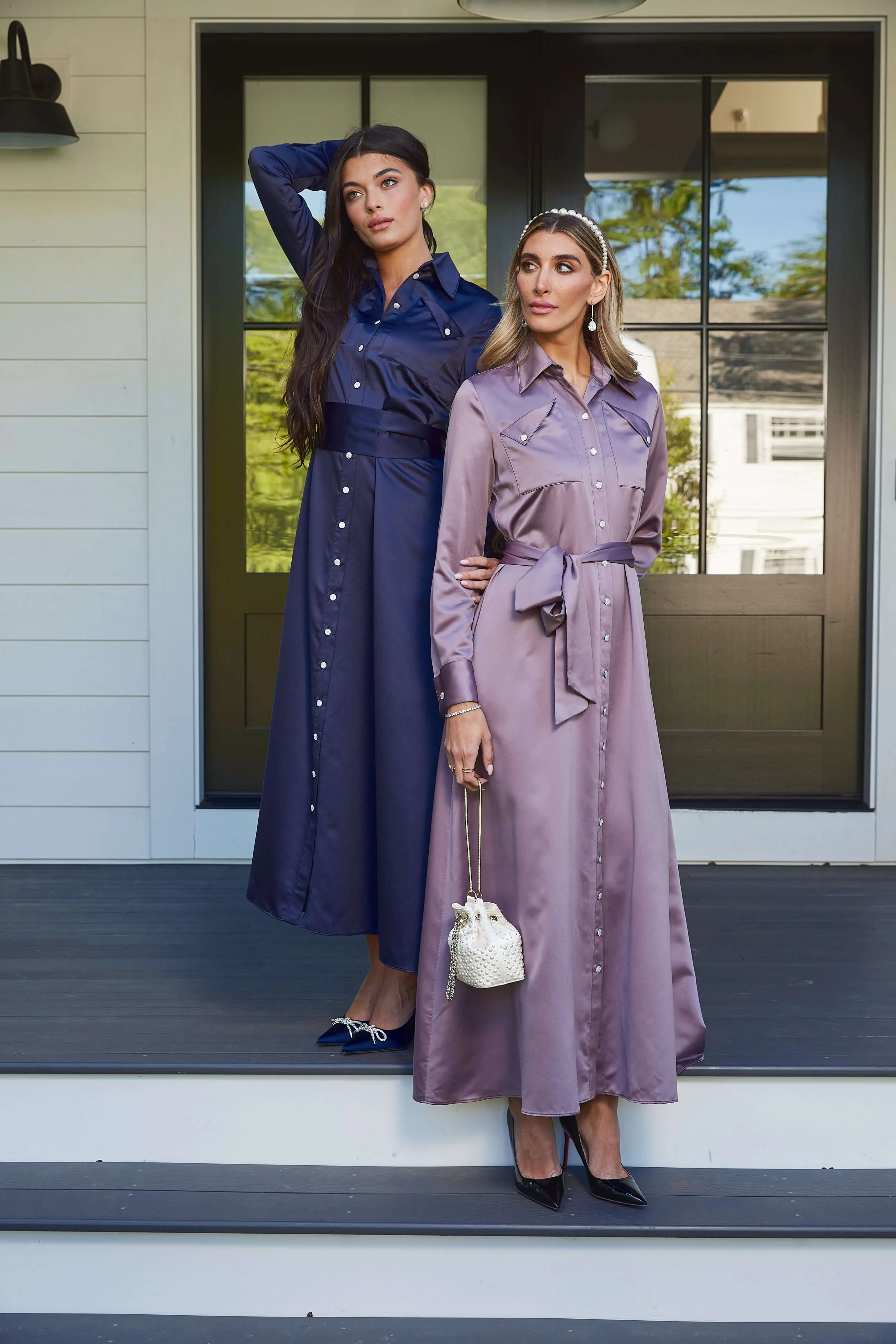 SATIN BELTED MAXI DRESS