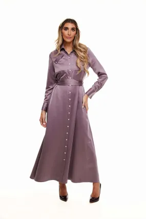 SATIN BELTED MAXI DRESS