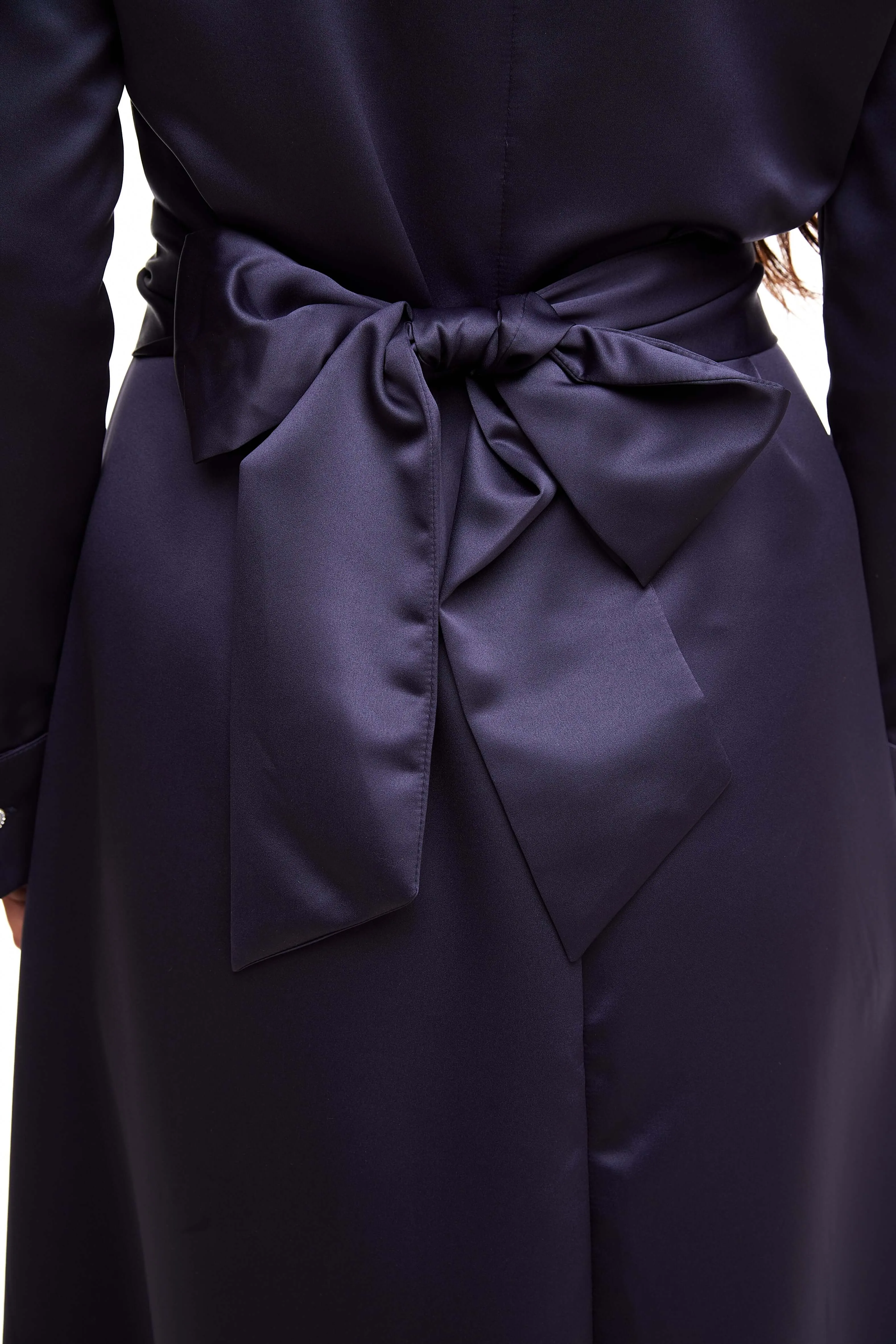 SATIN BELTED MAXI DRESS