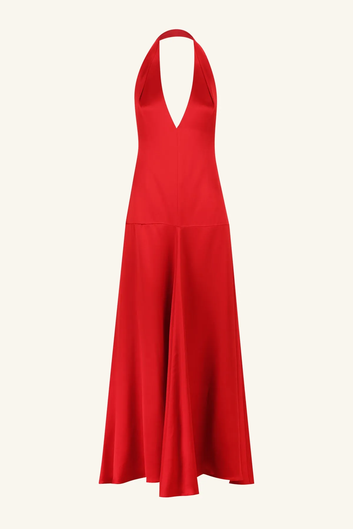 SAVANNA HALTER OPEN BACK MAXI DRESS - CHILLI
