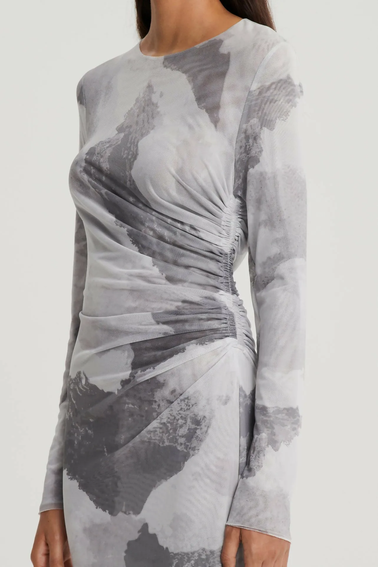Scanlan Theodore Cloud Mesh Print Dress in Grey