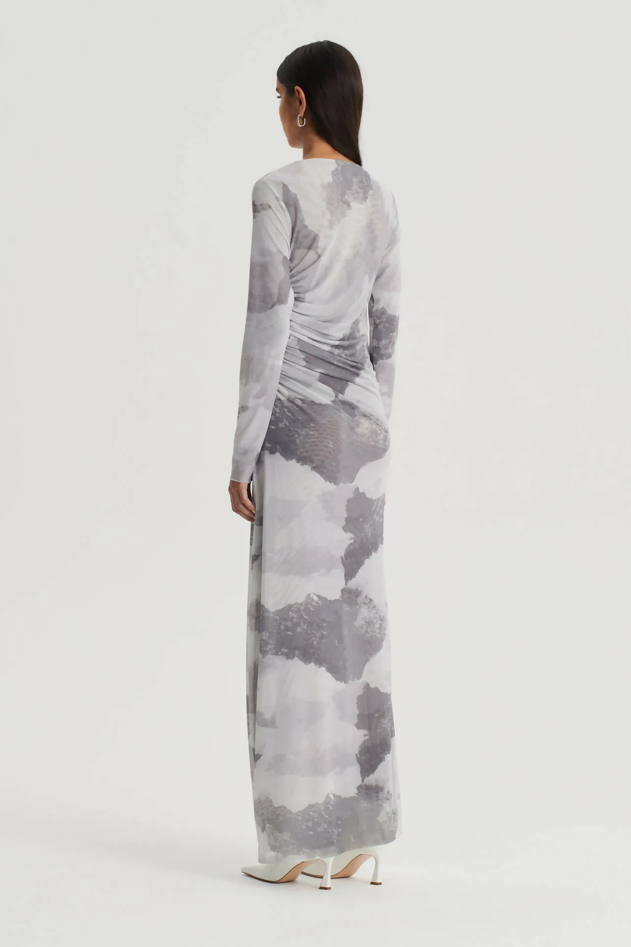 Scanlan Theodore Cloud Mesh Print Dress in Grey