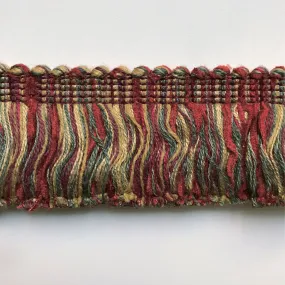 Scarlet and Olive Green High Quality Decorative Brush Fringe Trim by the yard