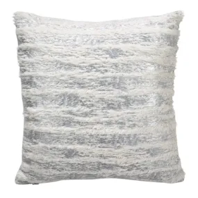 Silver Print Faux Fur Pillow
