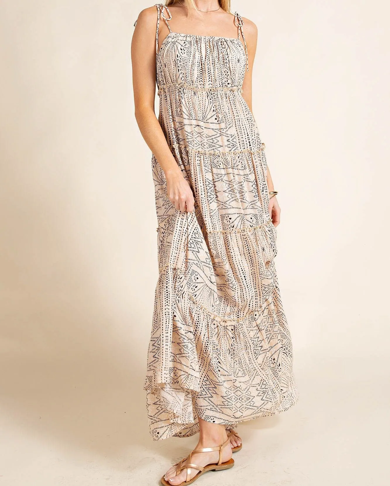 Soft Rayon Crinkle Dress in Blush