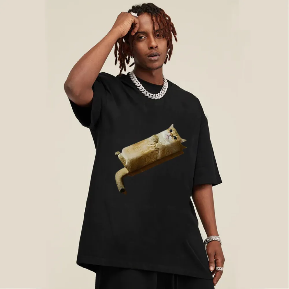 “Square Lazy Cat” T-shirt