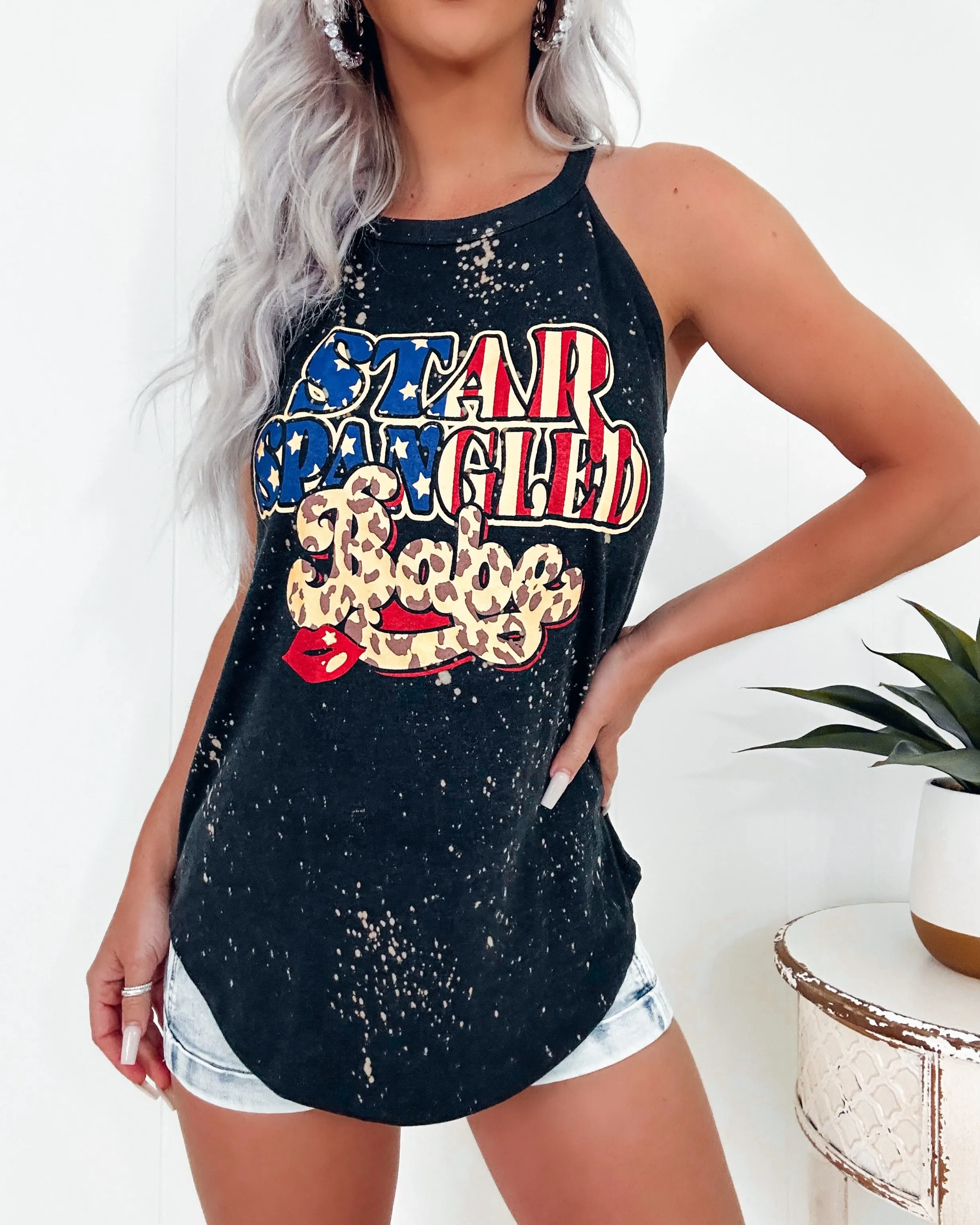 Star Spangled Babe Tank - Black