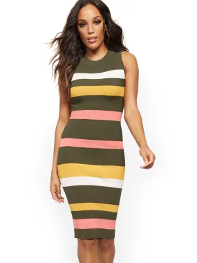 Stripe Ribbed-Knit Sweater Dress